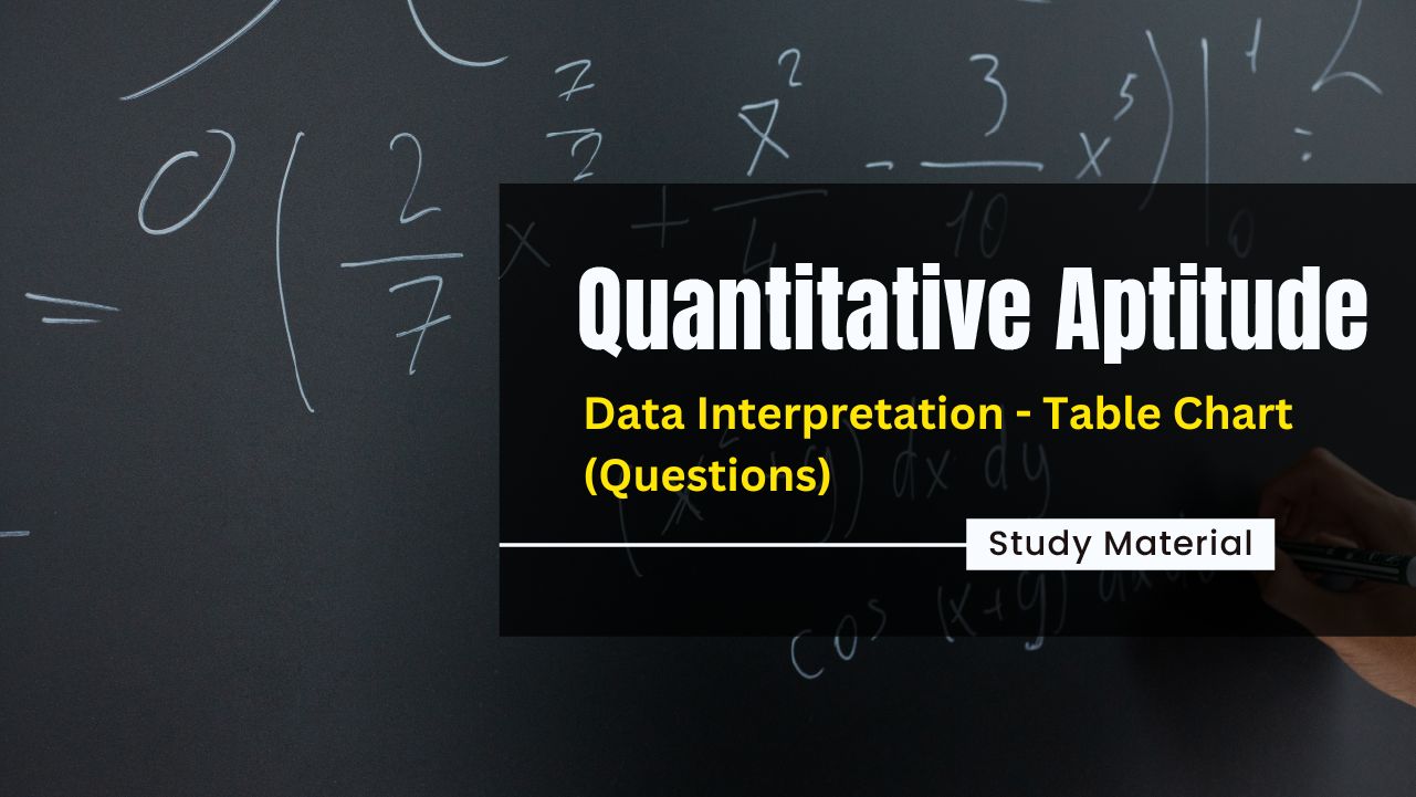 Data Interpretation (Table Chart) Questions - Download PDF Now!